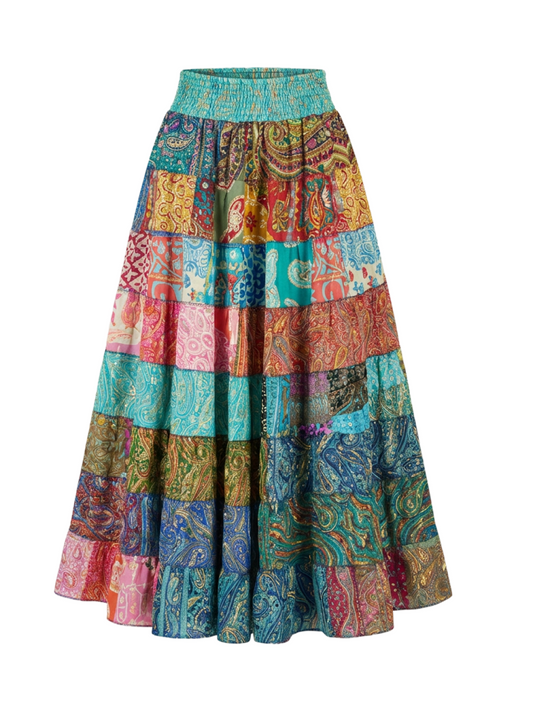 تنورة بوهيميان متعددة الألوان