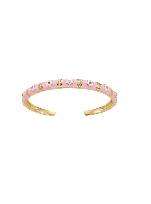 Pink bracelet with floral design