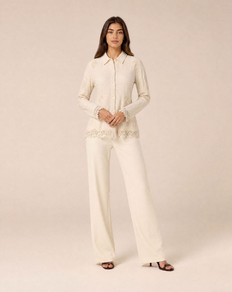 Women's lace shirt with openwork details
