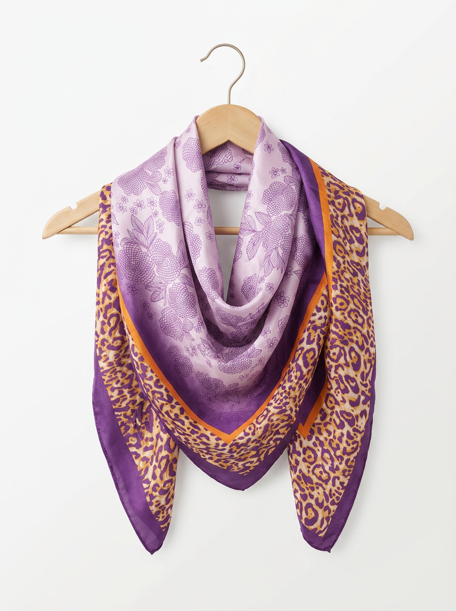 Lightweight square bandana with leopard prints