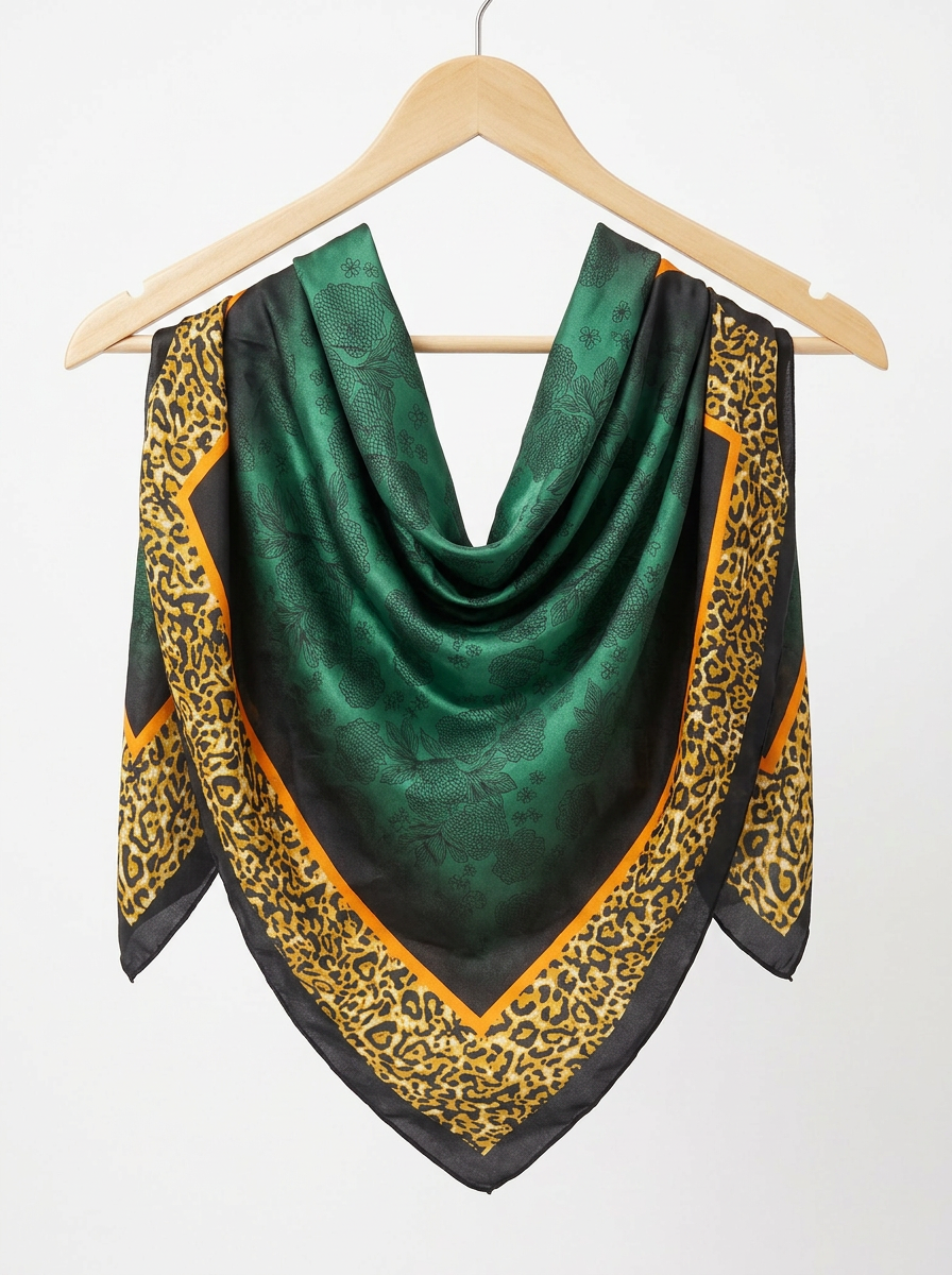 Lightweight square bandana with leopard prints