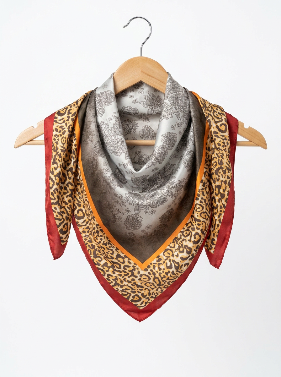 Lightweight square bandana with leopard prints