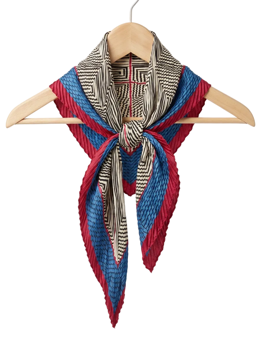 Geometric print bandana with a multi-layered border