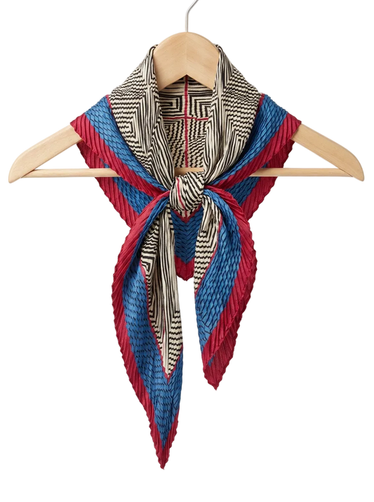 Geometric print bandana with a multi-layered border