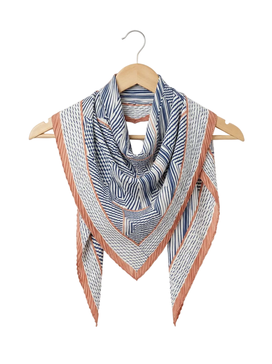 Geometric print bandana with a multi-layered border