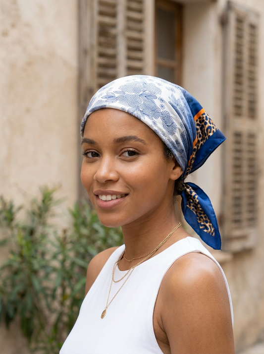 Lightweight square bandana with leopard prints