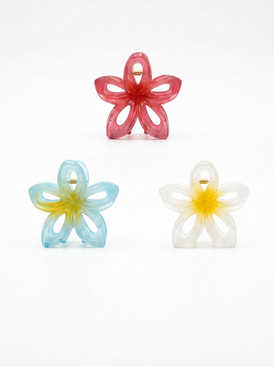 3 lightweight plastic flower hair clips