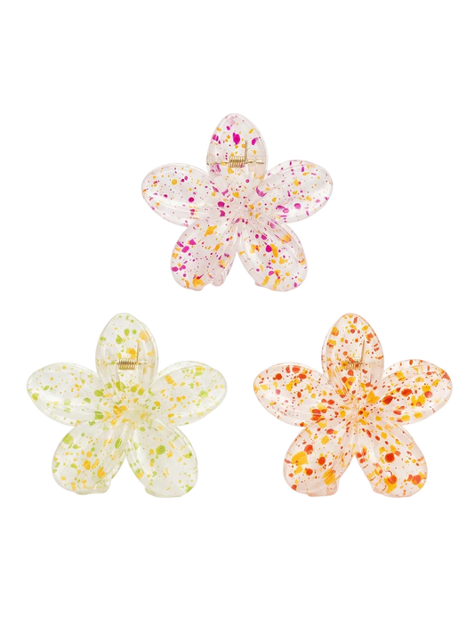 3 lightweight plastic flower hair clips