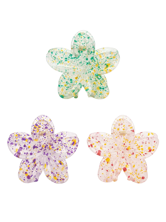 3 lightweight plastic flower hair clips
