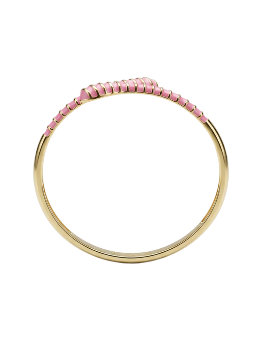 Gold bracelet with pink inlays