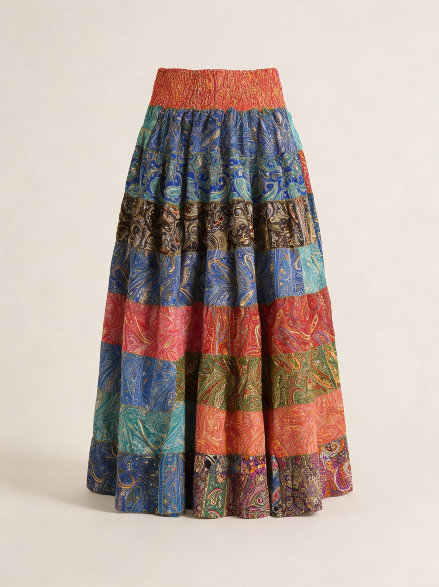 Multicolor Paisley Print Maxi Skirt – Modern Boho Look